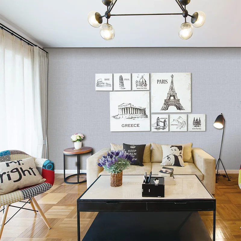 

Non-self-adhesive modern minimalist Nordic plain non-woven wallpaper living room bedroom background wall wallpaper