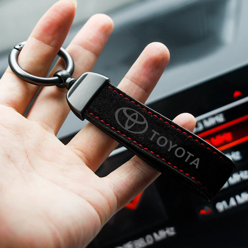 

1pc Suede Leather Car Styling Key Ring Pendant Gift Accessories Fashion Keychain For Toyota Camry 40 Rav4 Mark Jzx90 Cresta New