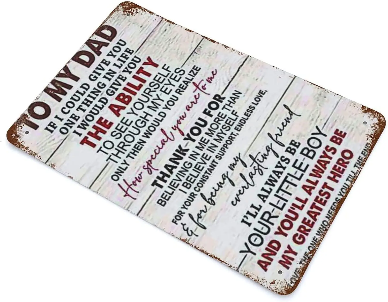 Металлическая жестяная табличка Anique моему папе спасибо за верить в меня я всегда