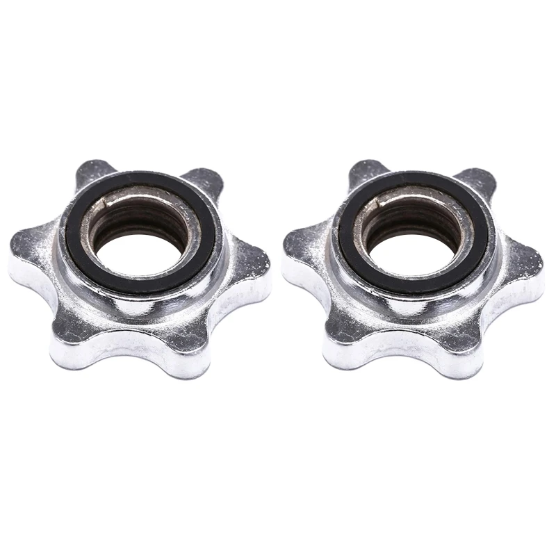 

2Pcs Dumbbell Hex Nut, Anti-Slip Spin-Lock Collar Screw Ends Hex Rubber Ring Nut