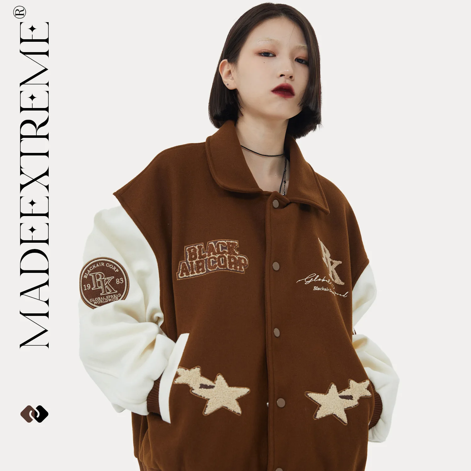 

Arbitmatch Colour block varsity jacket men streetwear vintage winter jacket men y2k korean fashion Outerwear & Coats