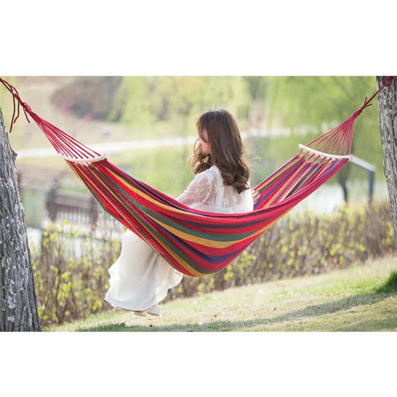 

2023 New On Sale Single/Double 280x150cm Garden Swings Outdoor Camping Hammock Hanging Chair Bed Portable