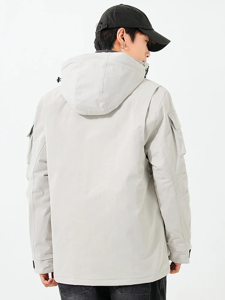 Men's Warm Parka Jacket Winter Multi-pocket L Hooded Waterproof Windproof Jacket Men's Casual Thick Warm Parka Coat Plus Size