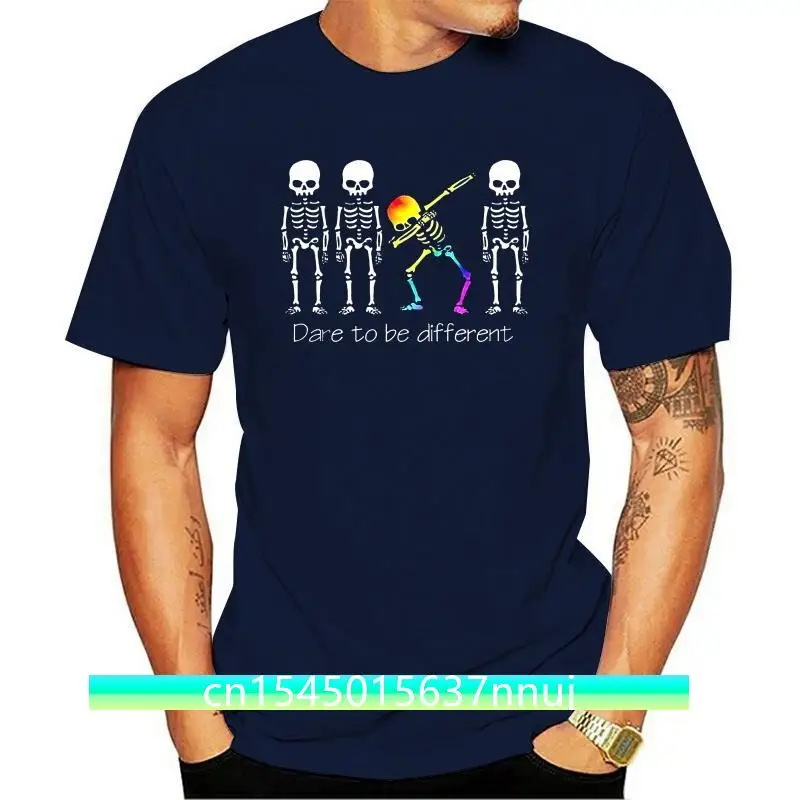 

New Men T Shirt Dare To Be Different LGBT Dabbing Skeleton Halloween Women t-shirt