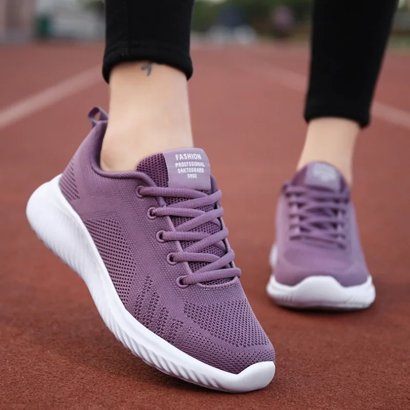 

Summer Women's Sneakers Solid Color Breathable Student Casual Running Shoes Soft Bottom Lightweight Trainers Sapatos Feminino