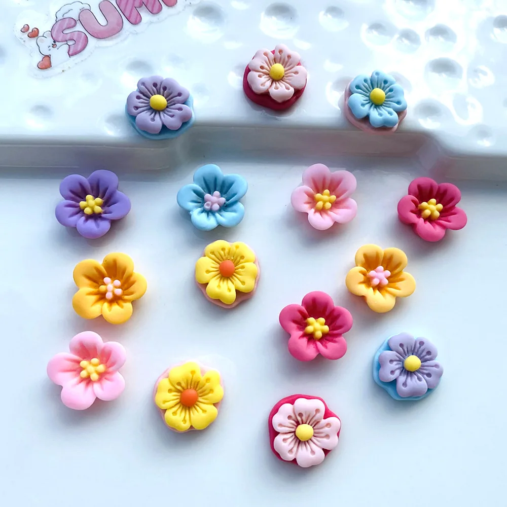 

30 шт. мини красочные 3D цветы с плоской задней поверхностью полимерная серьга аксессуары для украшения телефона чехол для ногтевого дизайна ...
