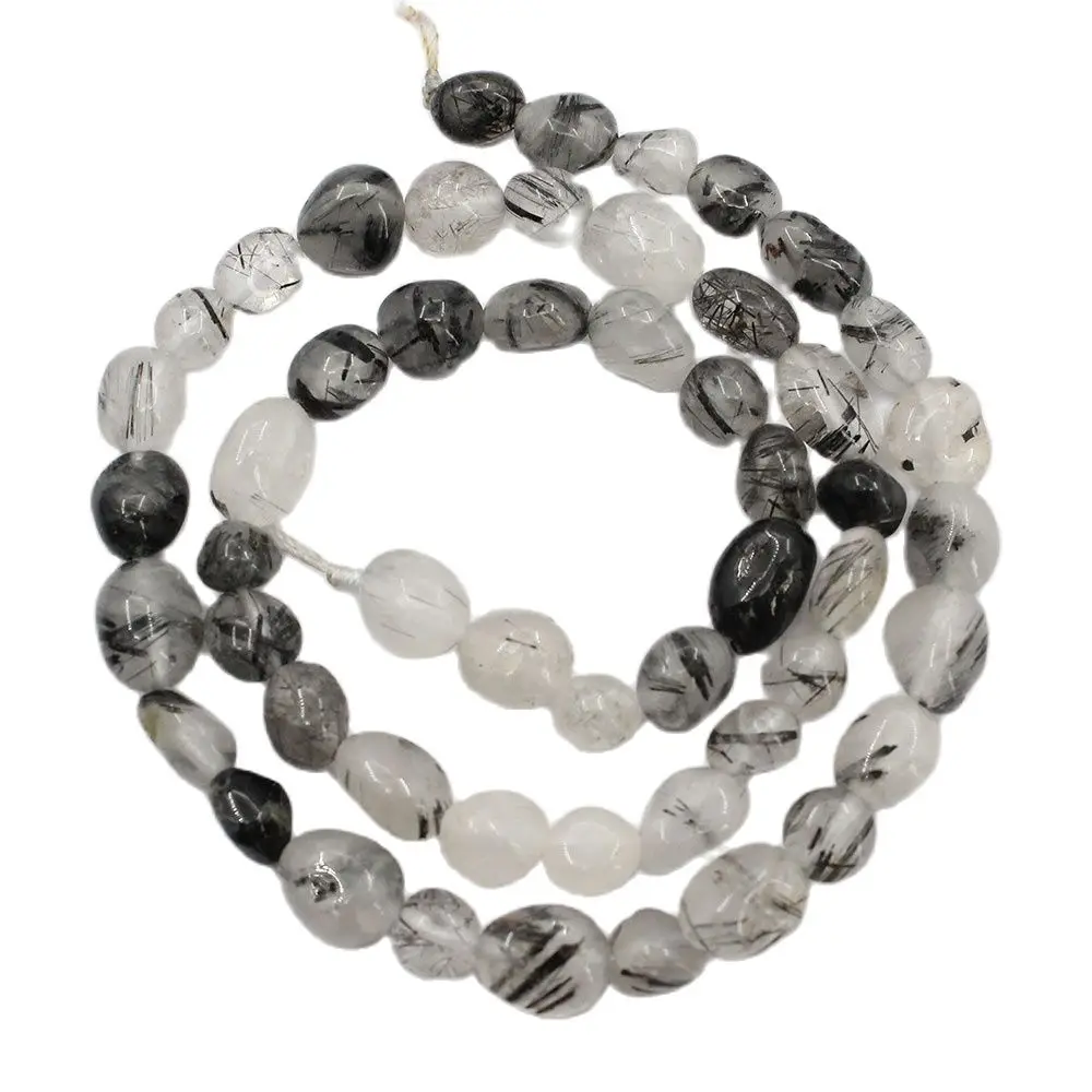 

Бусины круглые из натурального черного рутилированного кварца, 6 х8 мм, 15,5 дюйма