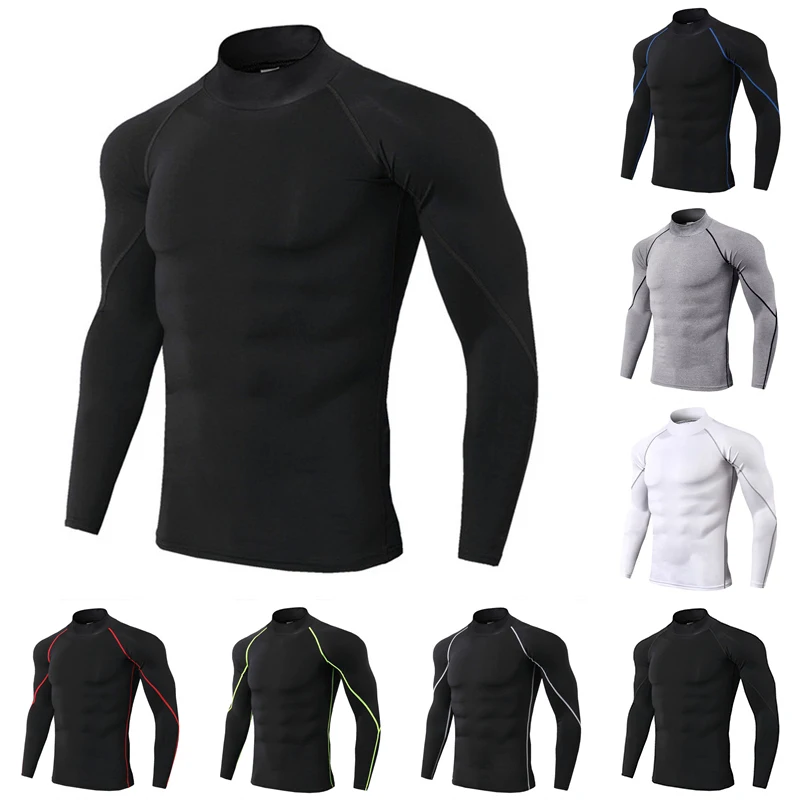 Men's Running Shirt Bodybuilding Sport T-Shirt Quick Dry Long Sleeve Compression Top Gym T Shirt Men Fitness Tight Rashgard