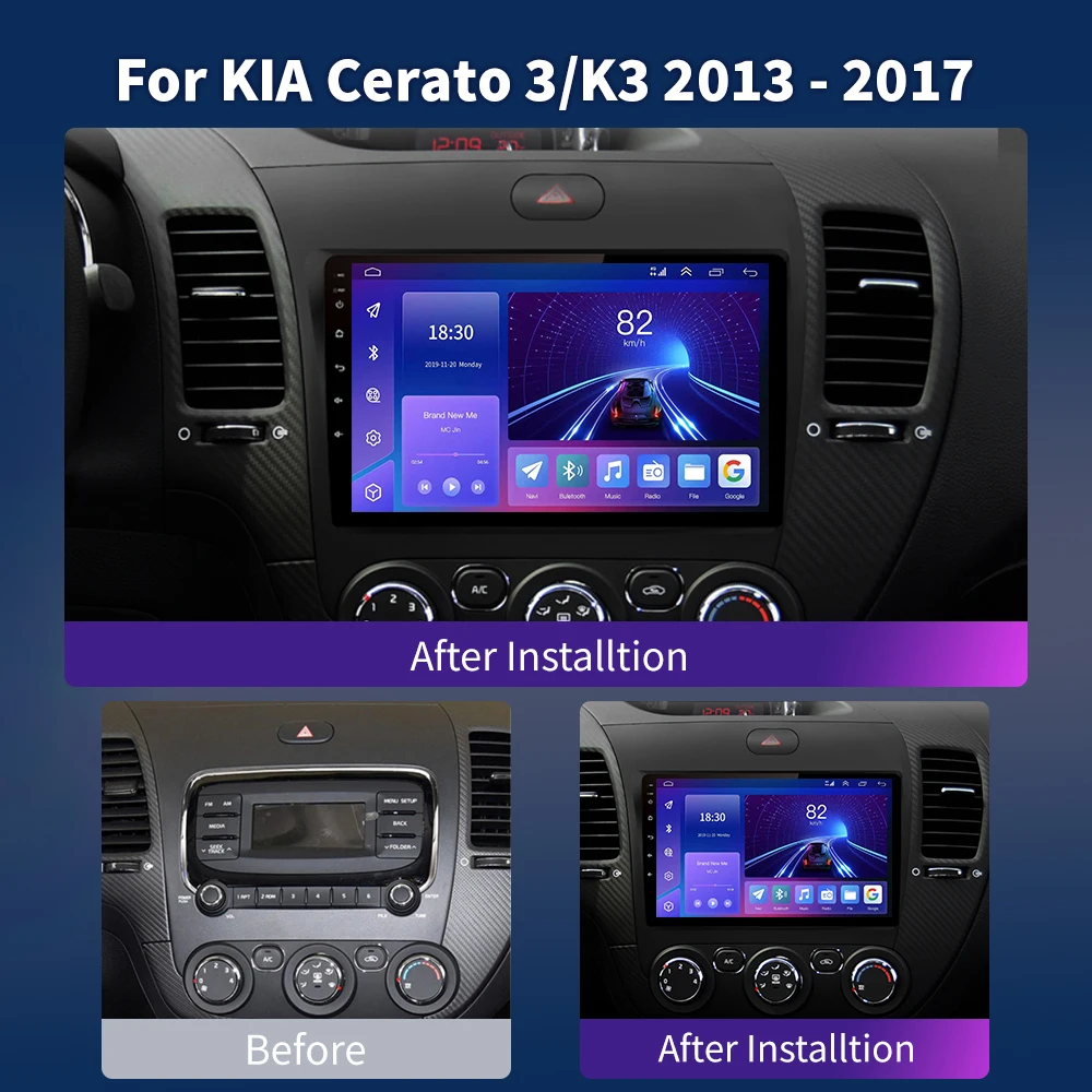 Фото Android16 Carplay Auto для KIA K3 CERATO FORTE 3 YD тюнер 2013 2014 2015 2016 2017 видеоплеер мультимедийное автомобильное радио WIFI + 4G DSP №2