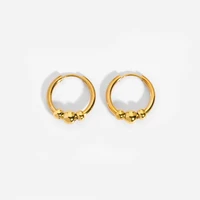 2022 dual use new arrival small beads hoop earrings 14k gold stainless steel round huggie earrings waterproof jewelry gift