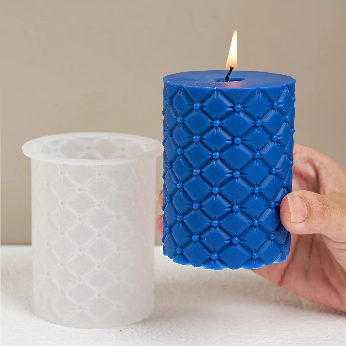 Кожаная форма для свечей DIY Handmdae 3D колонна с ромбовидным узором ароматическая