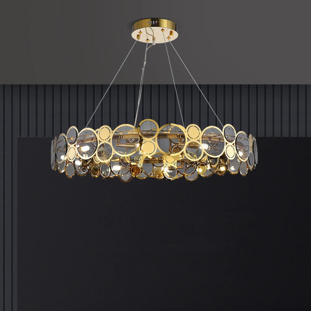 

Modern Deco Led G9 Pendant Lights Living Room Luxury Gold Steel Cable Hanging Lamp Glass Pendant Droplight Led Luminarias Lamp