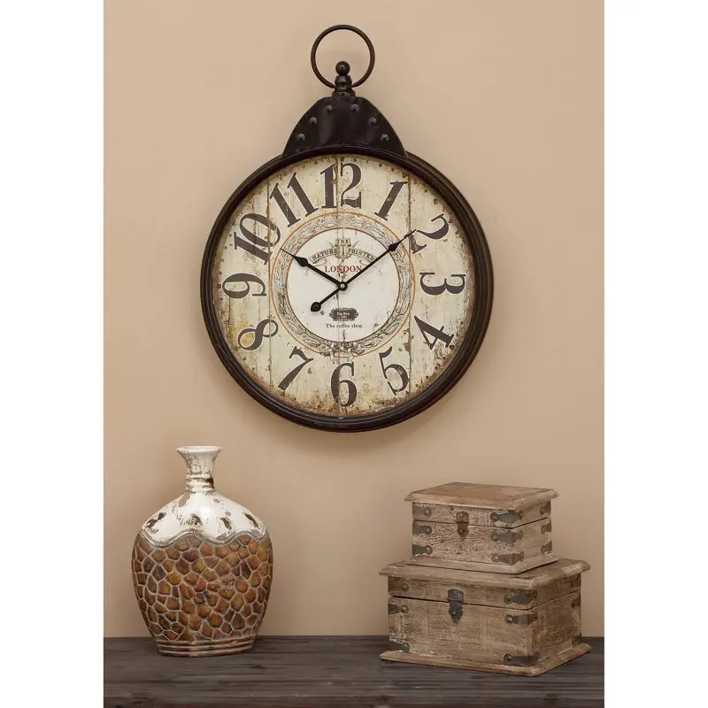 

4" Black Metal Pocket watch Style Wall Clock