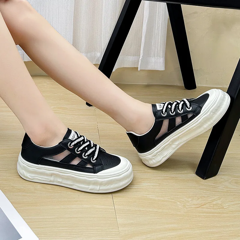 Women Summer Casual Shoes Fashion Girls Platform Sneakers Breathable Students White Shoes Korean Skate Footwear 2023 New Sneaker