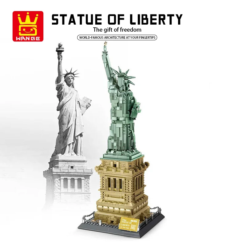 

World Famous Architecture US Statue of Liberty Building Blocks 3D Model DIY Micro Diamond Bricks Children Toy Gift Collection