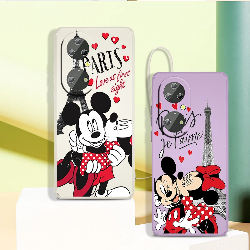 

Pink Mickey Minnie London Phone Case For Honor X20 10X X10 60 50 SE 30 30S 20 9C 9X 9S 8A Lite Pro 5G Liquid Rope TPU Cover