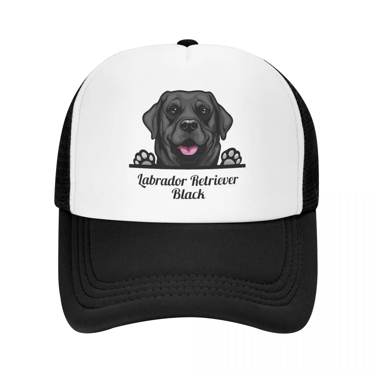 

Classic Unisex Peeking Dog Labrador Retriever Black Trucker Hat Adult Adjustable Baseball Cap Sun Protection Snapback Caps