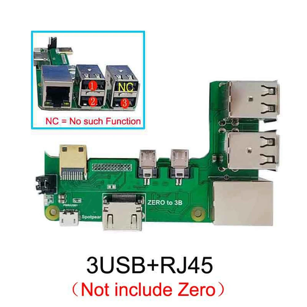 

Переходник интерфейса для Raspberry Pi Zero 2 Вт к 3B Плата расширения Zero к Pi3 Pi0 3USB HUB RJ45 HAT