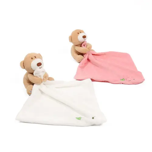 

Infant Baby Bear Towel Kids Cute Comforter Smooth Soft Blanket Toy Infant Newborn Appease Playmate Plush Stuffed Washable Towels
