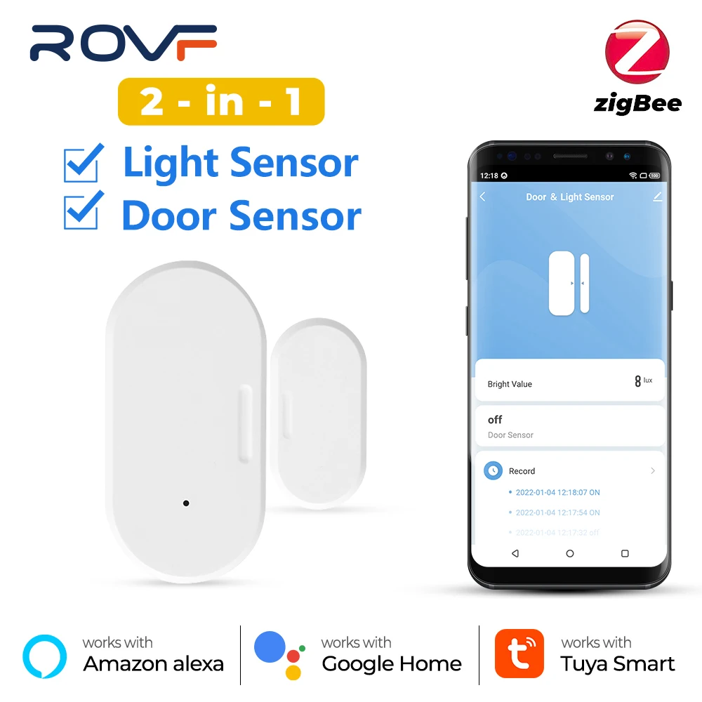 

Tuya Smart Zigbee Door Sensor+Light Illuminance Brightness Detector Window Drawer Wireless Open/Closed For Alexa Google Home