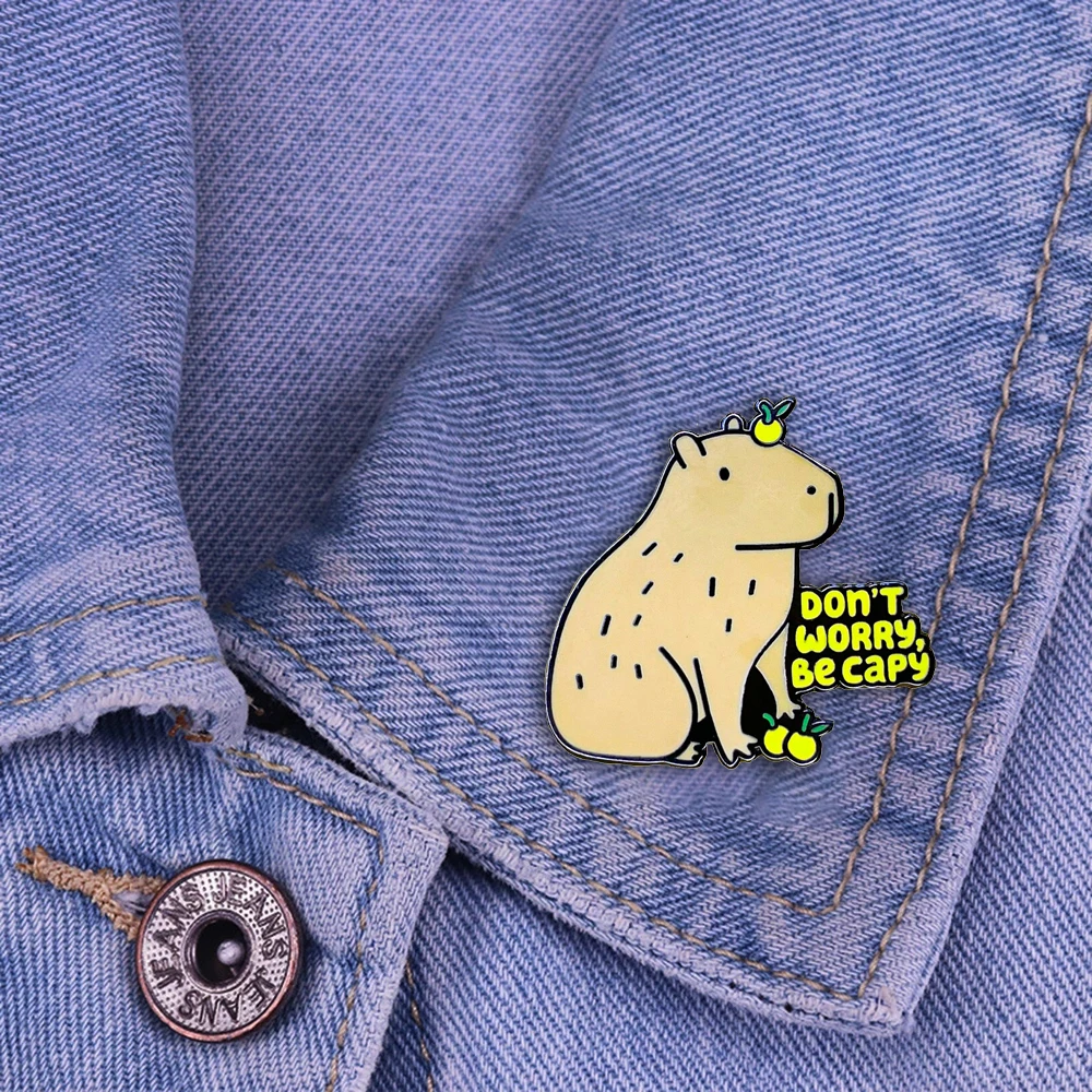 

Fashion Cute Capybara Enamel Pin “don't Worry,Be Capy ” Funny Lovely Brooch Lapel Badge Animal Jewelry Birthday Gift