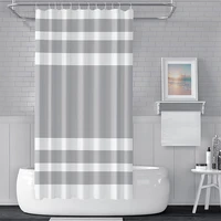 inyahome white grey shower curtain for bathroom boho shower curtain cloth with hooks bohemian stripe fabric shower curtains