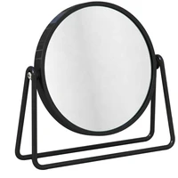 adjustable cosmetic mirror magnifying round mirror chrome freestanding black
