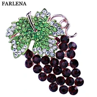farlena jewelry purple rhinestones grapes scarf brooches pins fashion crystal brooch for women clothing accessories badges