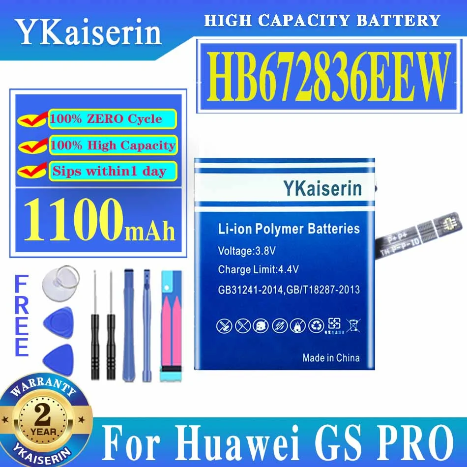 

YKaiserin 1100mAh Replacement Battery HB672836EEW for Huawei GS PRO Watch