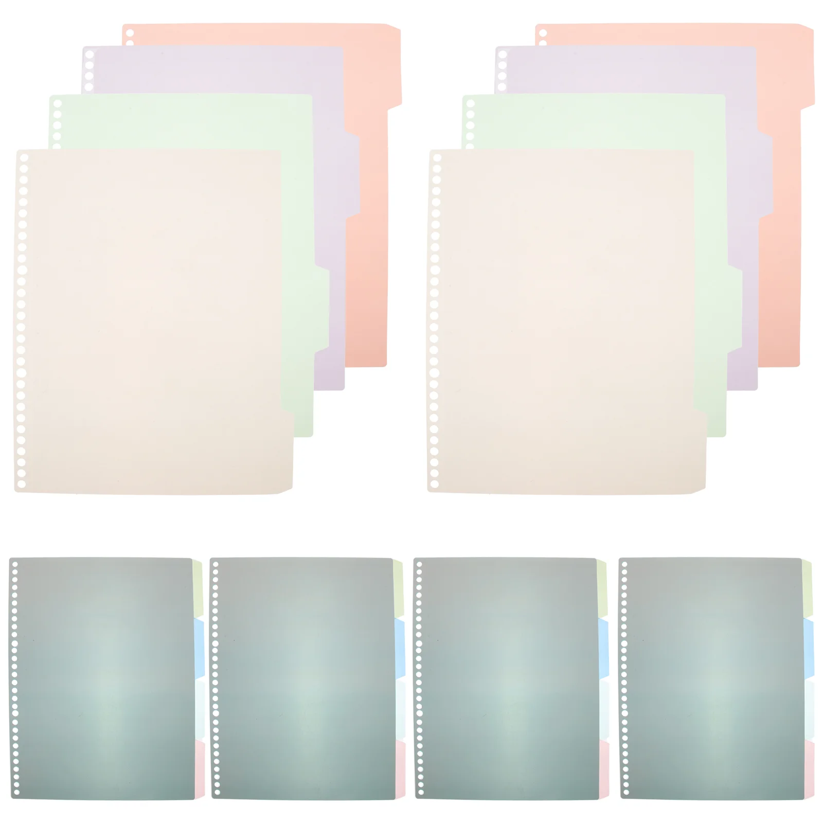 

6 Sets Notebook Dividers Page A4 Notepad Removable Labels Loose Leaf Plastic Binder Perforation Index