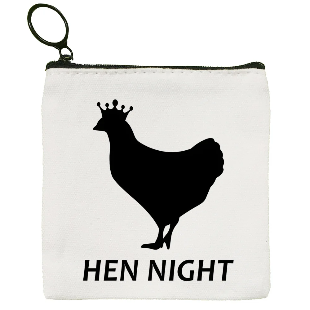 Hen Party Simple Coin Purse Female Student Canvas Security Hen Night Cute Team Bride Key Bag Mini Clutch Small Purse