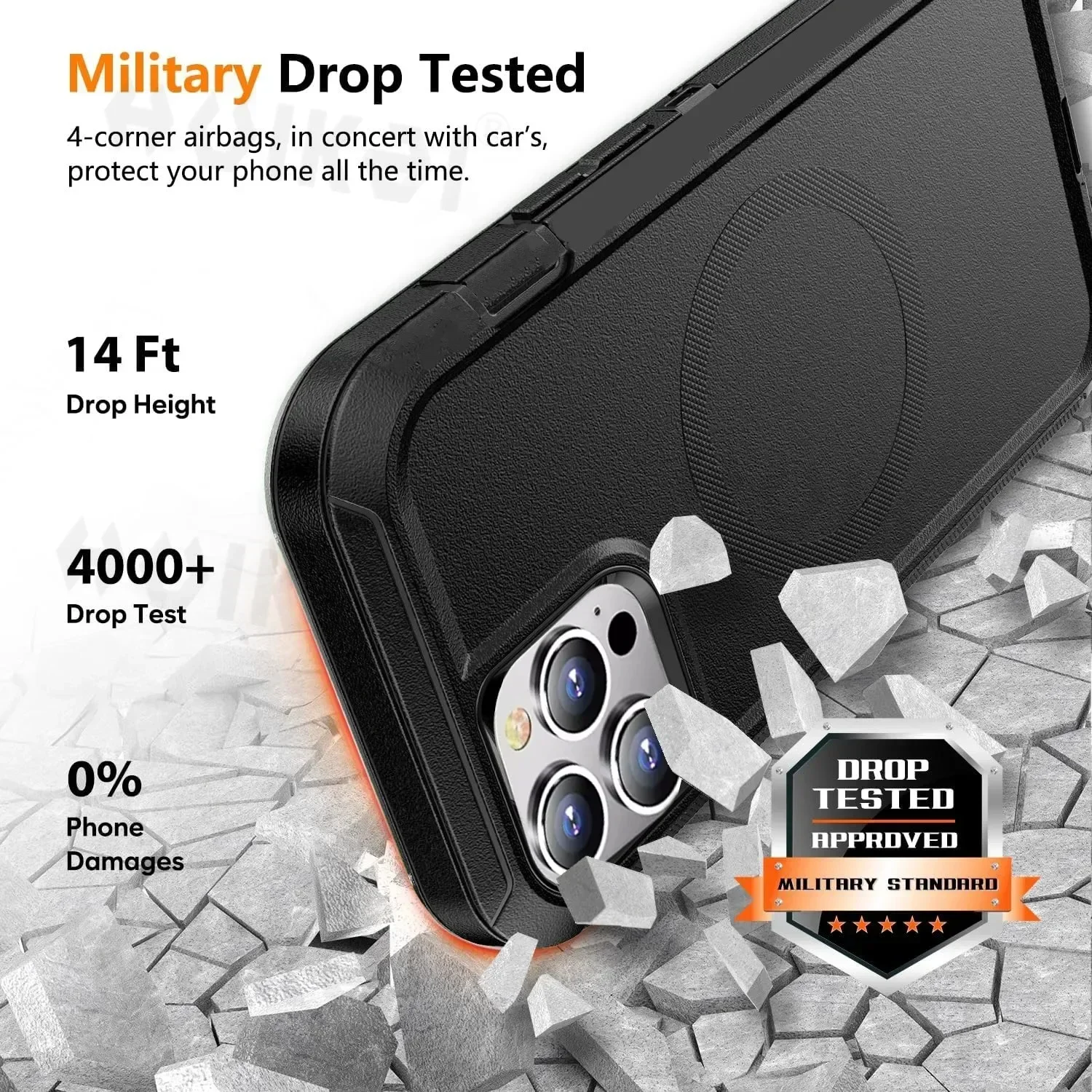 Фото Чехол для iPhone 15 Pro Max 15 14 Pro Max iphone 16 Pro Max Сверхмощный амортизирующий защитный чехол для всего тела из силиконовой резины №5