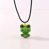 hot selling 3d cartoon cute green frog necklace animals pendant necklace for women girls student birthday gifts