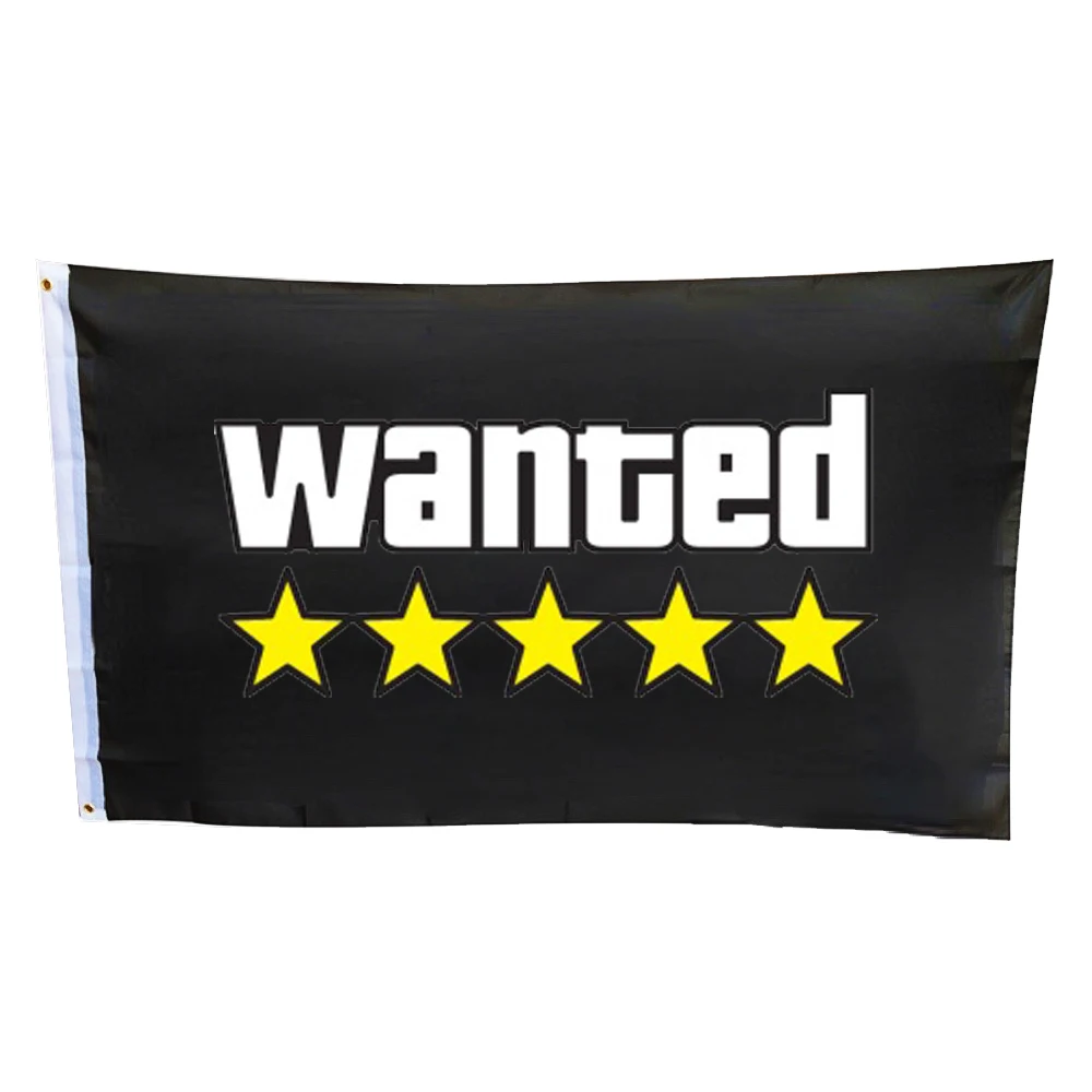 

90x150cm 5 Stars Wanted Car Flag Polyester Printed Racing Banner Custom Logo Jdm For Home or Outdoor Decoration Auto Styling