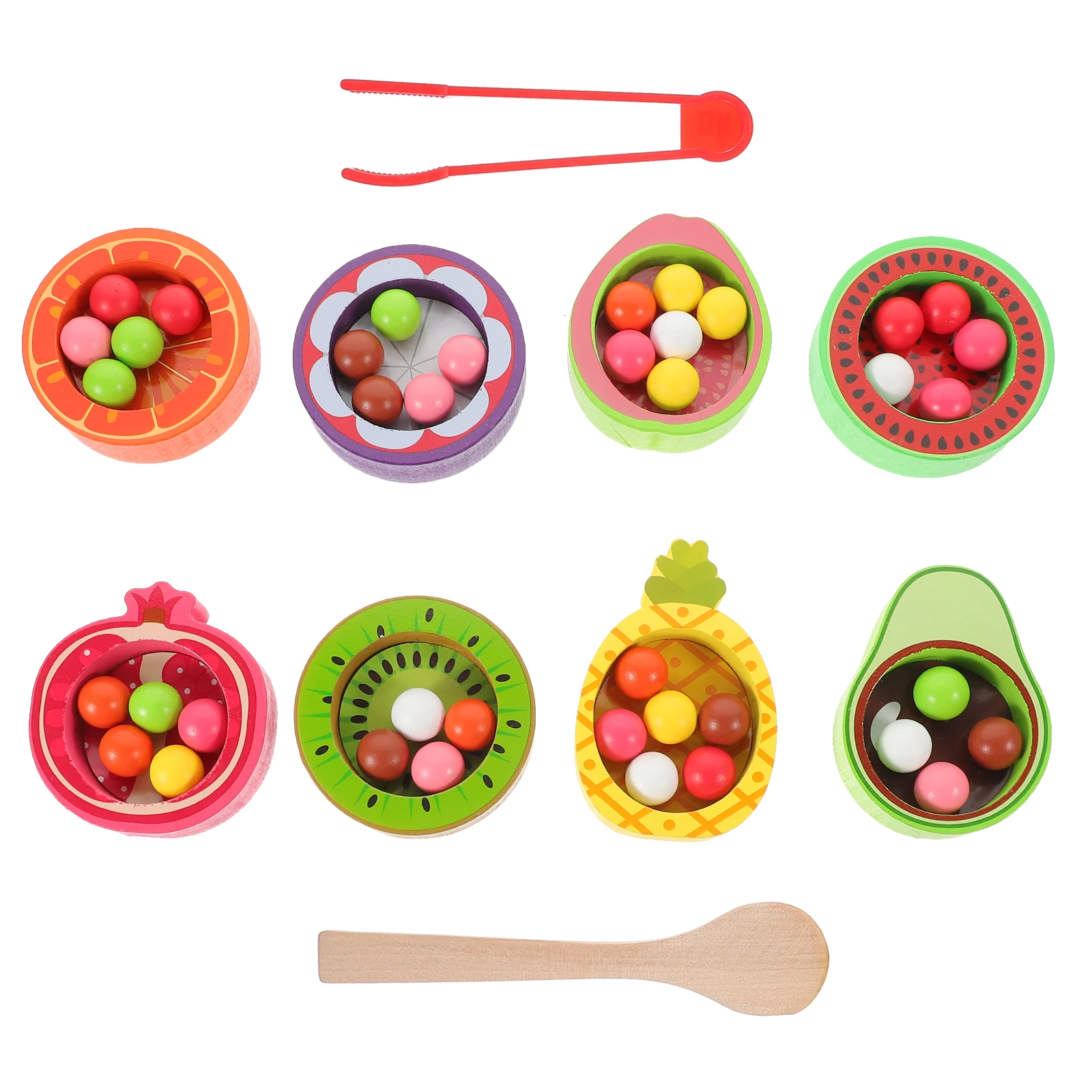 

Kids Games Toys Sensory Fine Motor Skills Wood Gyroscope Matching Counting Fruit Color Sorting Cup