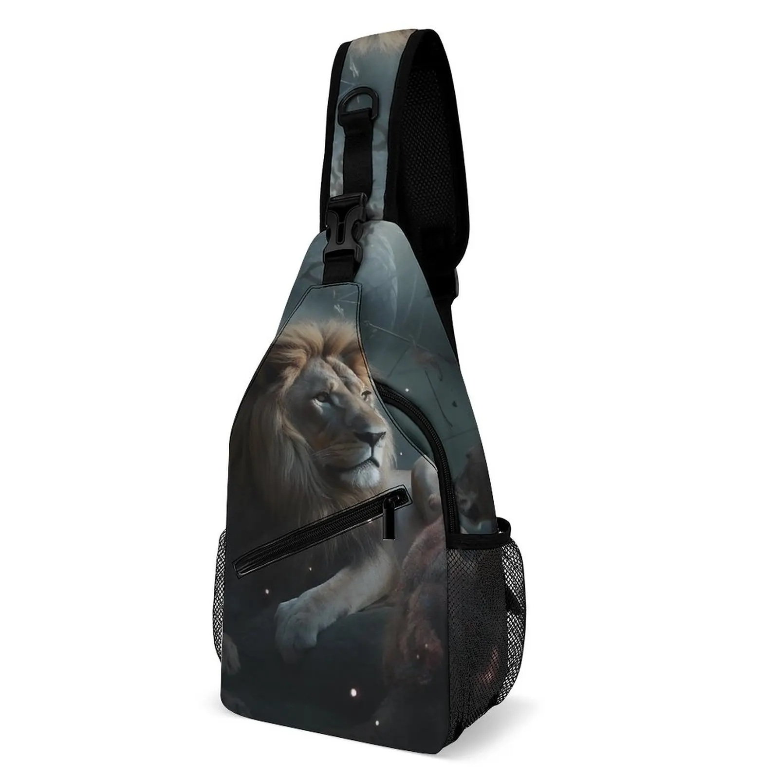 

Lion Shoulder Bags Mystical Realms Cool Chest Bag Unisex School Hiking Sling Bag Motorcycle Designer Crossbody Bags