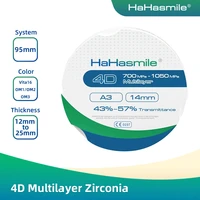 hahasmile 4d ml a3 multilayer zirconia blocks system 95mm zircon block for dental lab cad cam porcelain zirconium blank