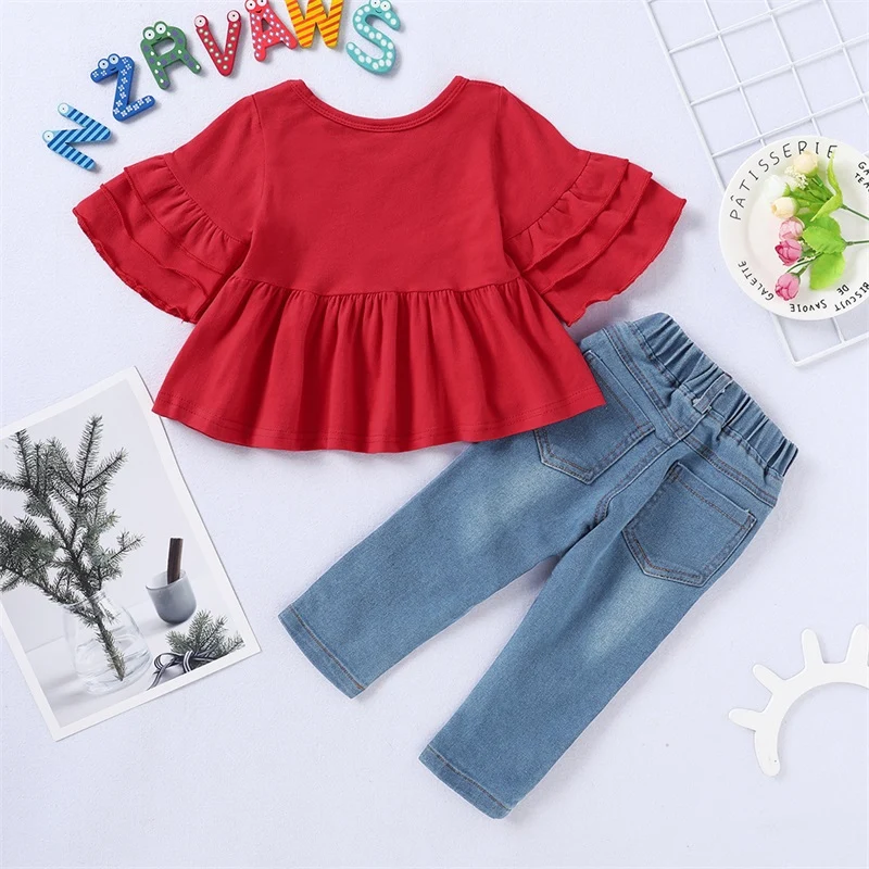 Длинные брюки Pudcoco для маленьких девочек наряды с расклешенными рукавами