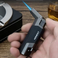 windproof stainless steel gas butane inflated jet lighter honest metal turbo torch cigar lighter key ring gadgets gift no gas
