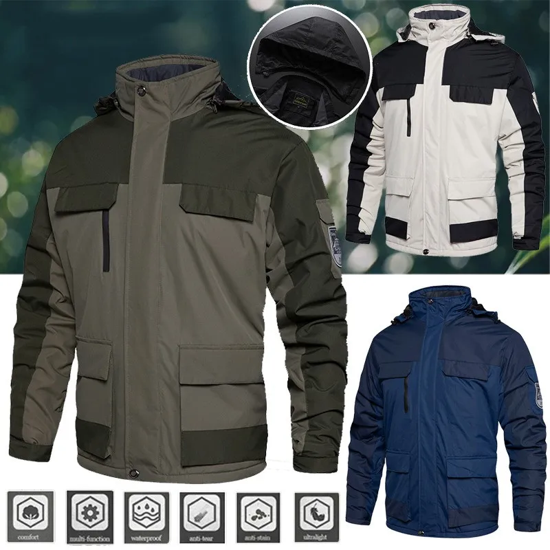 

Plus Size 8XL Men's Waterproof Hiking Jacket Spring Autumn Casual Breathable Zipper Coat Outdoor Trekking Windbreaker Raincoat