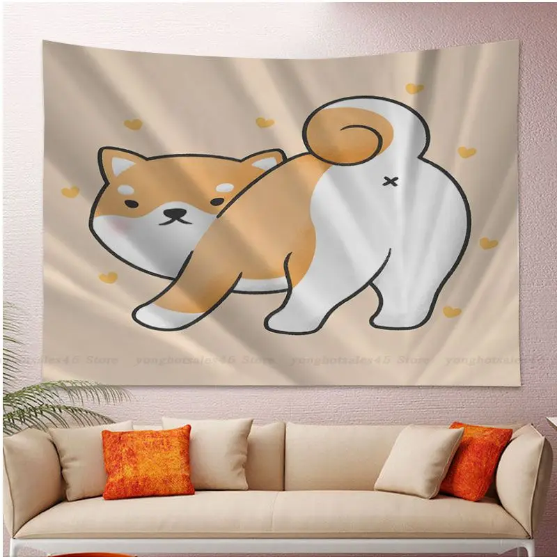 Настенные подвесные гобелены в стиле хиппи Сиба-ину для гостиной дешевые