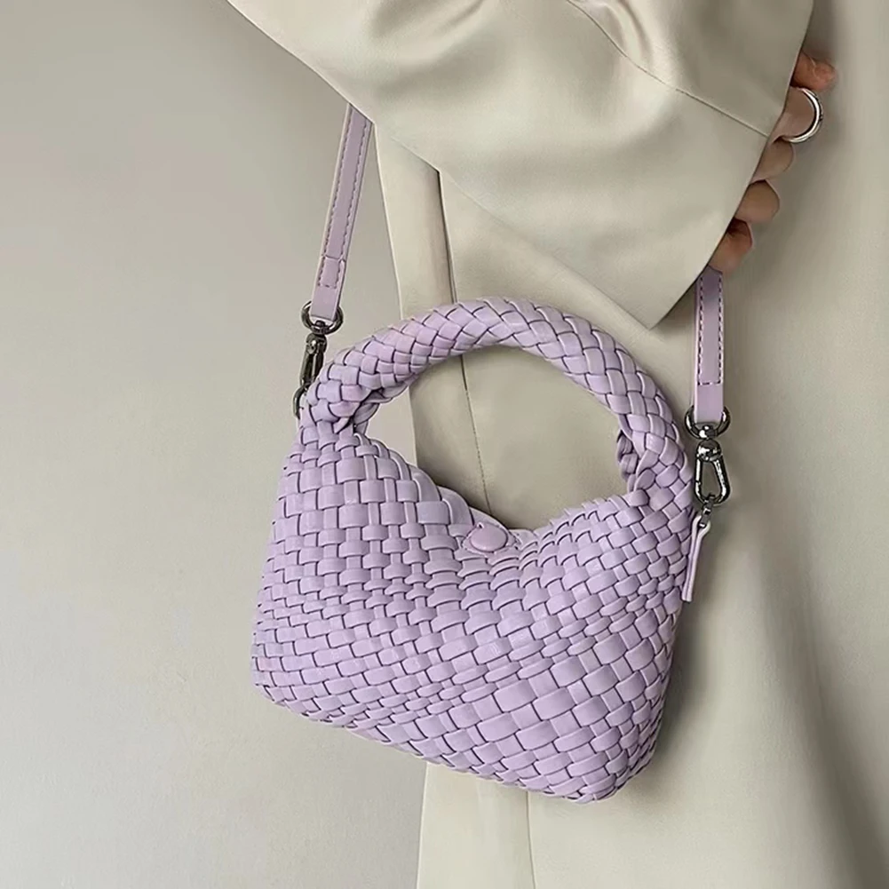 

Женская сумка-тоут из искусственной кожи, нишевые дизайнерские модные сумки через плечо, Плетеный вручную кошелек с клапаном для путешеств...