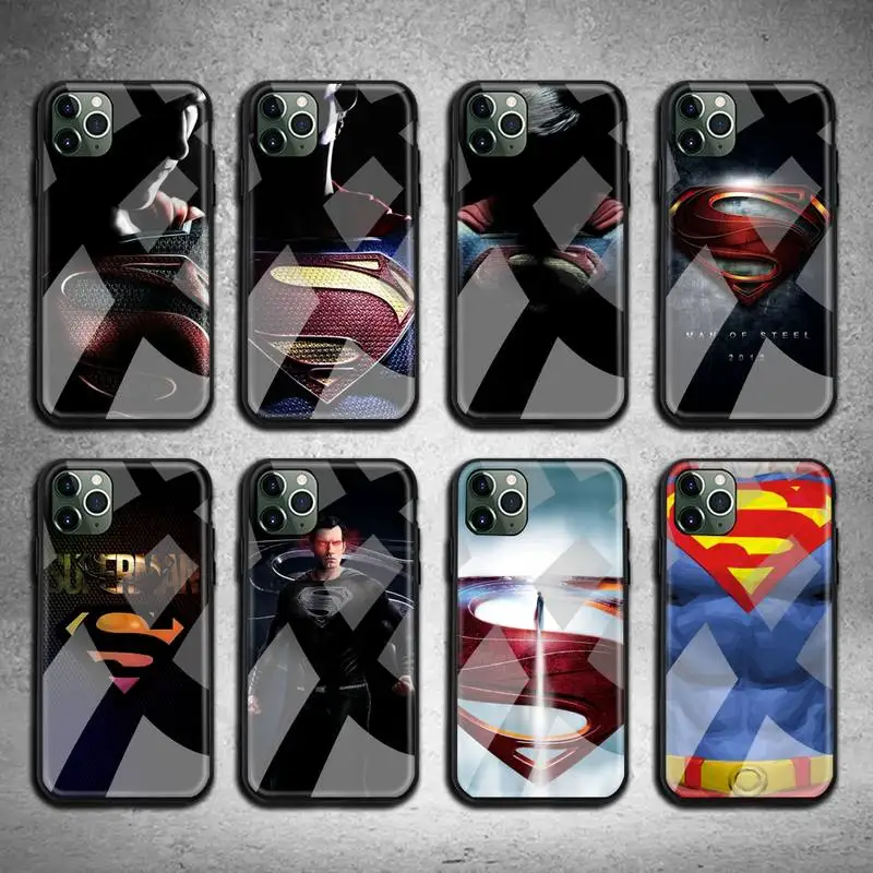 

superman Phone Case Tempered Glass For iPhone 13 12 11 Pro Mini XR XS MAX 8 X 7 6S 6 Plus SE 2020 cover