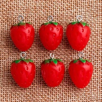 10pcs 15x22mm lovely 3d strawberry charms for jewelry making resin fruit pendants charms for diy necklaces earrings accessories