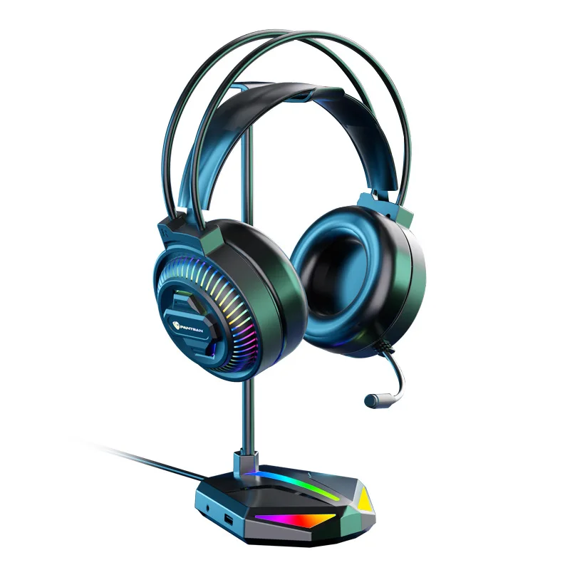 

Multifunction Headphone Stand,RGB Colorful Breathing Lights,3 USB Ports,3.5mm,7.1 Stereo Surround,Aluminum Alloy,Universal,Game