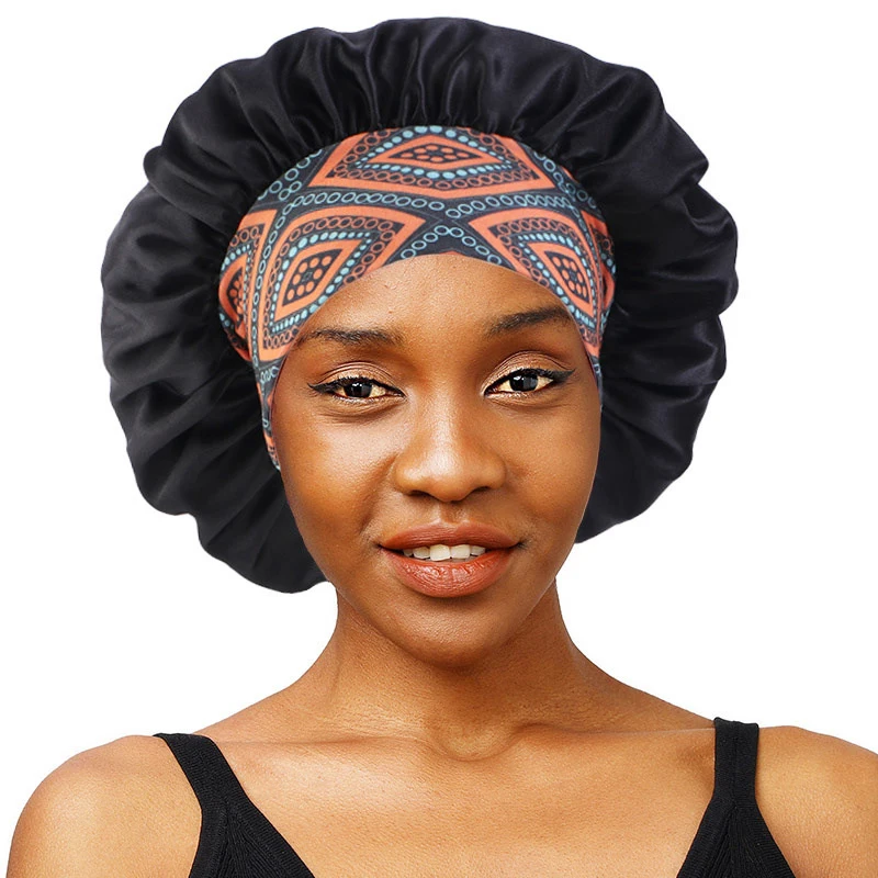 

Newly Women's Satin Solid Sleeping Hat Hair Care Bonnet Nightcap For Women Printed Multi-functional Muslim Hijab Headscarf