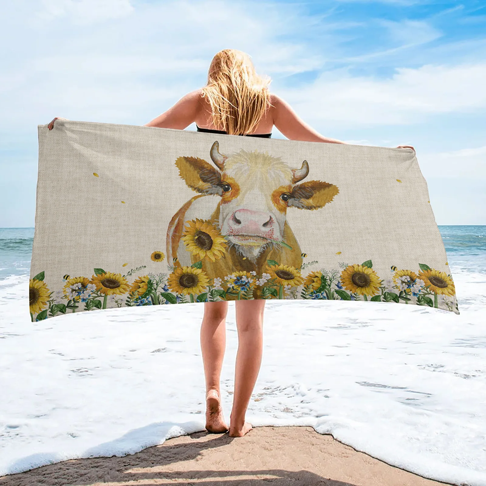 

Быстросохнущее банное полотенце из микрофибры для коров и подсолнухов