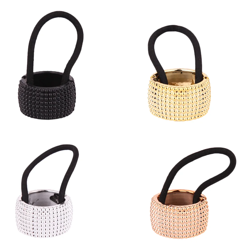 

4 Pcs Ring Holder Ponytail Button Hair Rope Cuff Fine Band Hairstyle European American Elastic Plastic Circle Ties Miss