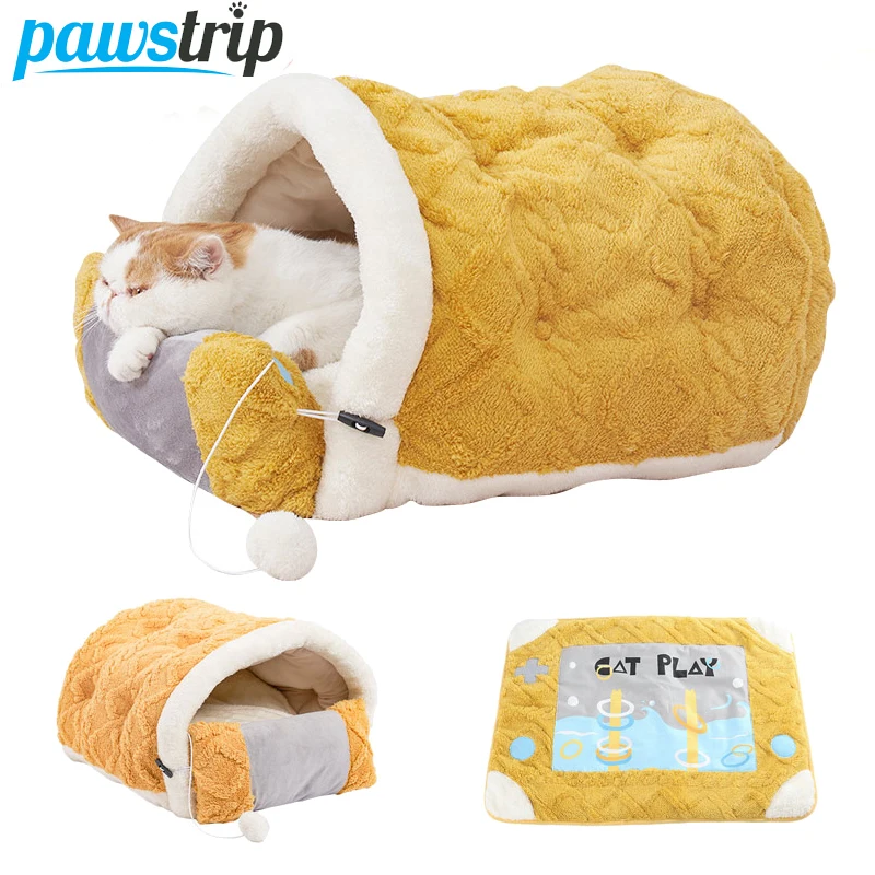 

Winter Warm Cat Bed Plush Semi-Enclosed Cat Bed Cat's House Cave Pet Kitten Cushion Basket Sleepping Mat for Cats Puppy Nest