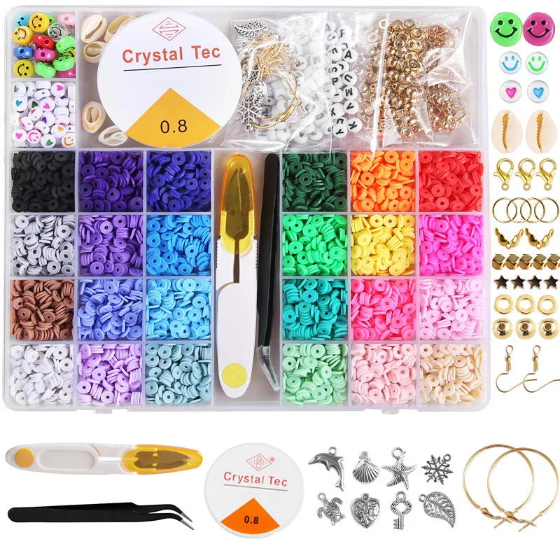

Style Mix Polymer Clay Acrylic Jewelry Making Kits Soft Pottery Spacer Beads For Kids Girls Bracelet Necklace DIY Kits Sets